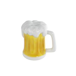 Merkloos Spaarpot Bierpul Geel/wit Aardewerk 14x10x14,5cm Geel