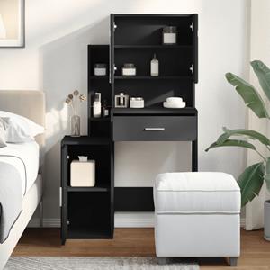 vidaXL Kaptafel met kastje 80x35x132 cm zwart