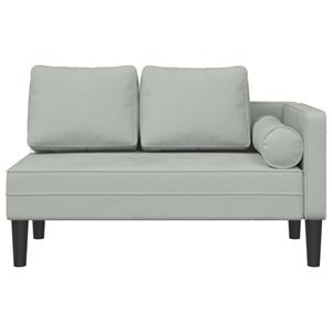 vidaXL Chaise longue met kussens fluweel lichtgrijs