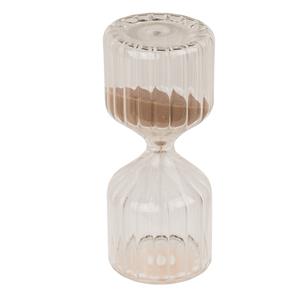 Out of the blue Zandloper woondecoratie - glas - 13 x 6 cm - beige zand -