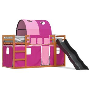 VidaXL Stapelbed met glijbaan en gordijnen roze 80x200 cm