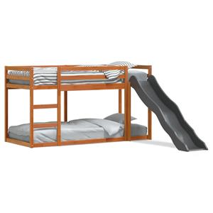 VidaXL Stapelbed met glijbaan en ladder grenenhout wasbruin 75x190 cm