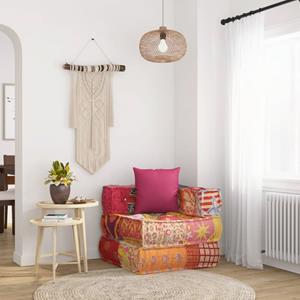 VidaXL Poef modulair met kussen patchwork stof