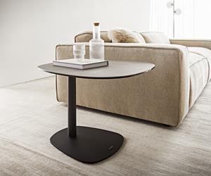 DELIFE Couchtisch Elenya 60x60 cm Keramik Aspetto Concreto Betonfarbig Gestell Metall Schwarz