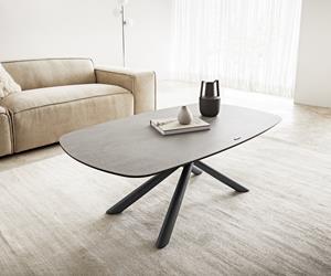 DELIFE Couchtisch Sarita 120x70 cm Keramik Aspetto Concreto Betonfarbig Gestell Metall Schwarz
