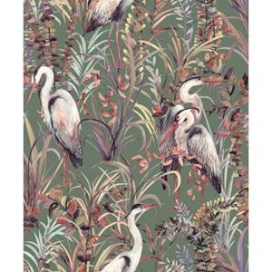 Sublime Vliesbehang Tropical Heron Groen