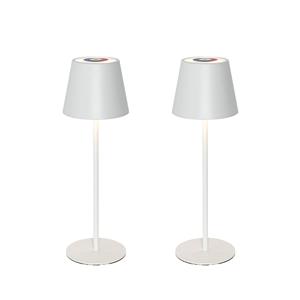 QAZQA Set van 2 tafellampen wit incl. LED dimbaar en oplaadbaar RGB IP54 - Murdock