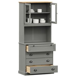 vidaXL Hoge kast VIGO 80x40x176 cm massief grenenhout grijs