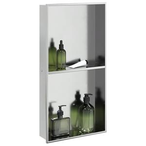 VidaXL Douchenis 32x62x9 cm roestvrijstaal geborsteld zilverkleurig