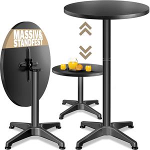 Casaria Statafel Zwart alu &Oslash;60cm inklapbaar, in hoogte verstelbaar