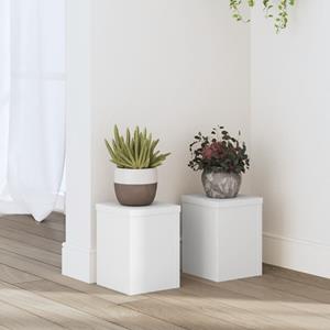 VidaXL Plantenstandaards 2 st 15x15x20 cm bewerkt hout wit