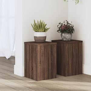 VidaXL Plantenstandaards 2 st 20x20x30 cm bewerkt hout bruin eiken