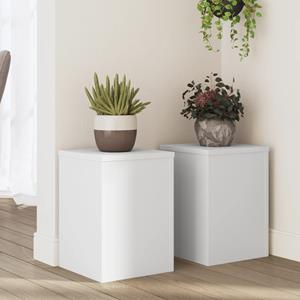VidaXL Plantenstandaards 2 st 25x25x35 cm bewerkt hout wit
