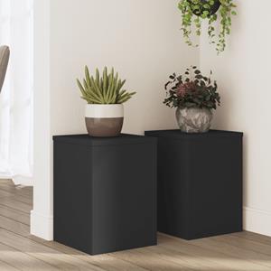 VidaXL Plantenstandaards 2 st 25x25x35 cm bewerkt hout zwart
