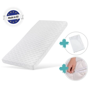 Kids Collective Kindermatras 60x120 / 80x180 cm met wasbare hoes wit met hoeslaken