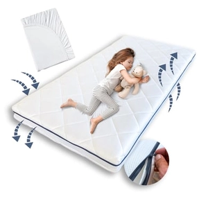 Kids Collective Kindermatras AERO PLUS met ventilatiestroken 10 cm hoog, babymatras 90 x 200 wit met hoeslaken