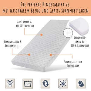 Kids Collective Kindermatras 80x160 cm met wasbare hoes wit met hoeslaken