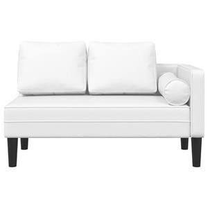 vidaXL Chaise longue met kussens kunstleer wit