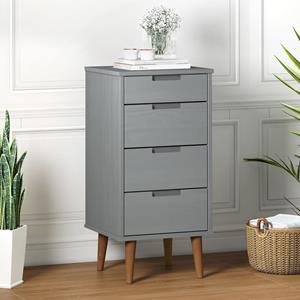 VidaXL Ladekast MOLDE 40x35x82 cm massief grenenhout grijs