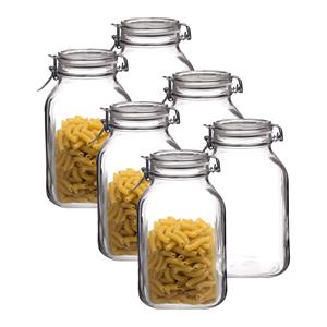 Bormioli Rocco Voorraad/weckpot - 6x - transparant - glas - 21,5 x 13 cm - 2 -  -