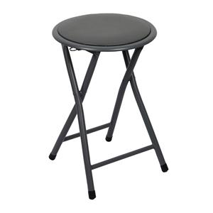 Urban Living Bijzet krukjes - antraciet - metaal/stof - D30 x H45 cm - opvouwbaar -