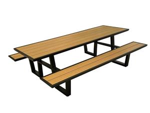 Mobistoxx Picknicktafel VICENZA 240 cm aluminium zwart/wood effect
