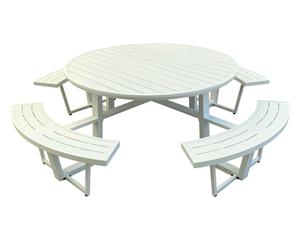 Mobistoxx Ronde picknicktafel PERUGIA 8 personen aluminium wit
