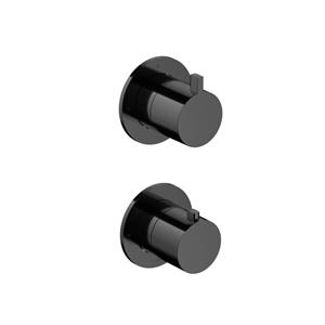 Hotbath Ace Afbouwdeel - voor inbouwthermostaat - 2-weg - omstel - Gepolijst Zwart PVD AC009EXTPBP