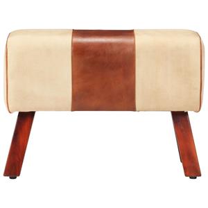 vidaXL Bankje turnbok 58 cm echt leer en massief mangohout bruin