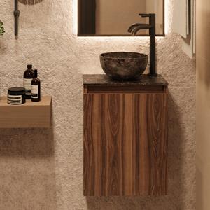 Fontana Dark Emperador Micro Marble toiletmeubel 40cm walnoot