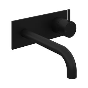 Inbouw Wastafelkraan Met Achterplaat  Cobber 18cm Gebogen Uitloop 1-Hendel Mat Zwart