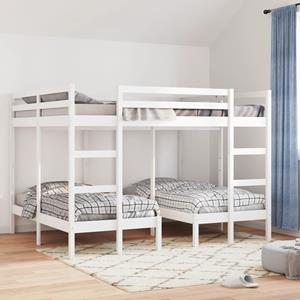 vidaXL Stapelbed 3-voudig grenenhout wit 160x200/80x160 cm