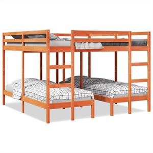 VidaXL Stapelbed 3-voudig grenenhout wasbruin 140x200/70x140 cm