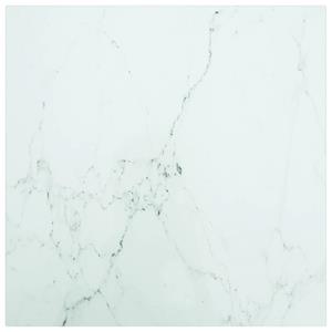 VidaXL Tafelblad 40x40 cm 6 mm gehard glas met marmeren design wit