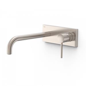 Tres Wastafelmengkraan Inbouw  Study Exclusive met Afdekplaat Gebogen Uitloop 24 cm en Hendel RVS 