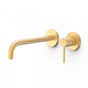 Tres Wastafelmengkraan Inbouw  Study Exclusive 2-Gats Gebogen Uitloop 24 cm en Hendel Mat Goud 