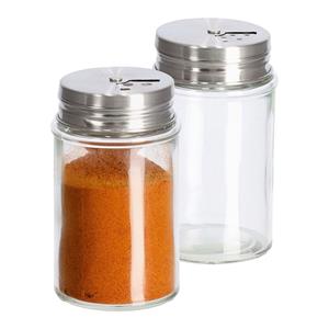 Zeller Kruidenpotje/strooier - 2x - glas/metaal - met strooihulpstuk - 90 ml - 5 x 8,5 cm -