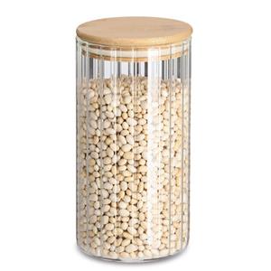 Zeller Present Vorratsdose Vorratsglas Rillen mit Bambusdeckel