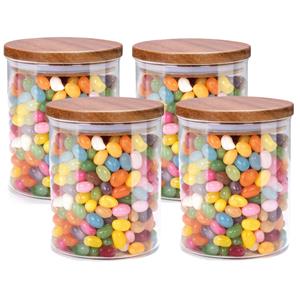 Alpina Voorraadpot/bewaarpot Foodking - 3x - borosilicaat glas - 600 ml - glas/hout - luchtdicht -