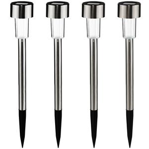 Merkloos Tuinlampjes/prikspots Solar - 8x - op zonne-energie cm - Prikspots tuinverlichting - zilver -