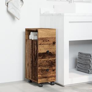 vidaXL Badkamerkast smal met wielen bewerkt hout oud houtkleurig