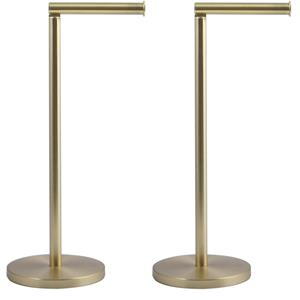 MSV Wc/toiletrolhouder reservoir - 2x - rvs metaal - goud kleurig - 54 cm - Voor 4 rollen -