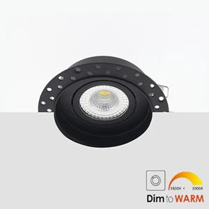 Letsleds Bella Ondiepe LED inbouw 40mm trimless spot kantelbaar 7Watt rond ZWART IP65 dimbaar - dim to warm - interne driver