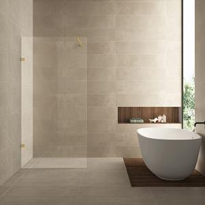 Wiesbaden Inloopdouche  Less 120x200 cm 8 mm Nano Helder Glas Geborsteld Messing
