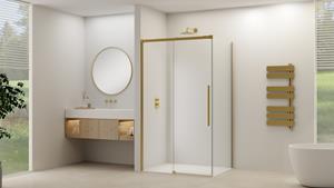 Van Rijn ST09 douchedeur met helder glas 180x200cm geborsteld messing