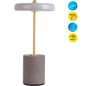 Naeve Leuchten LED-Tischleuchte Seta, Akku, Zement, Schirm grau