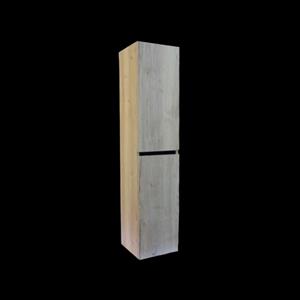 Sanilux Kolomkast  Trendline Met Greeplijst Mat Zwart 160x35x35 cm Naturel Oak 