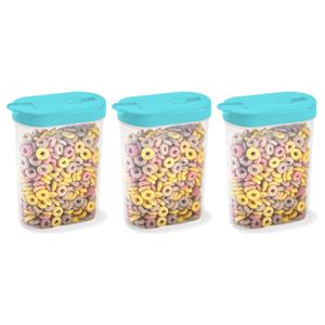 PlasticForte Voedselcontainer strooibus - 3x - blauw - inhoud 1 liter - kunststof - 15 x 7 x 19 cm -
