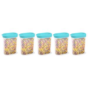 PlasticForte Voedselcontainer strooibus - 5x - blauw - inhoud 1 liter - kunststof - 15 x 7 x 19 cm -