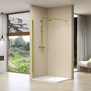 Van Rijn Inloopdouche  Products Vaste Wand 69-71 x 200 cm Helder Glas en Gouden Muurprofiel 